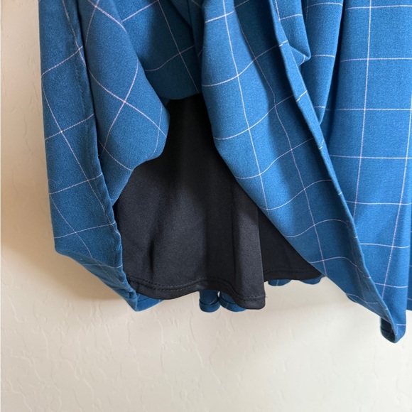 Apricity Windowpane Plaid Checked Retro Sunday Dress Blue Dapper Women’s M - Picture 4 of 8